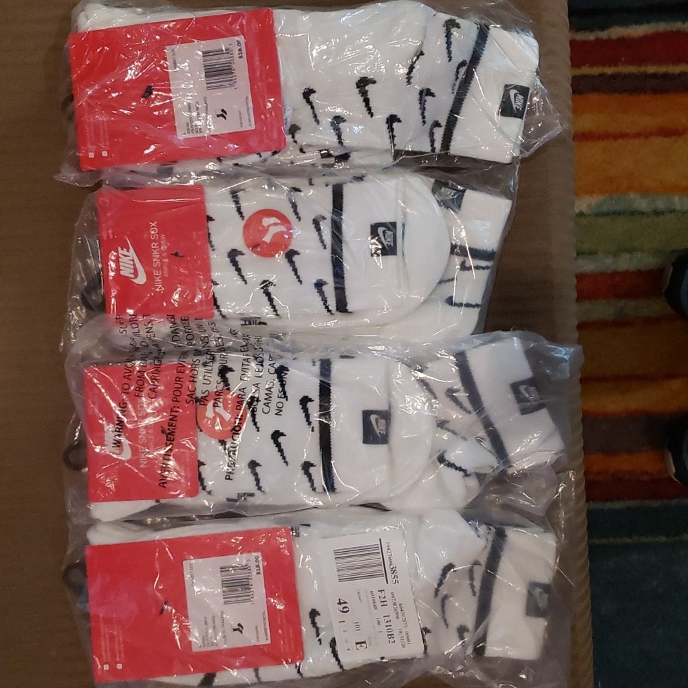 NIKE Sneaker Socks - Still in packs, never opened,  size L (9-12)